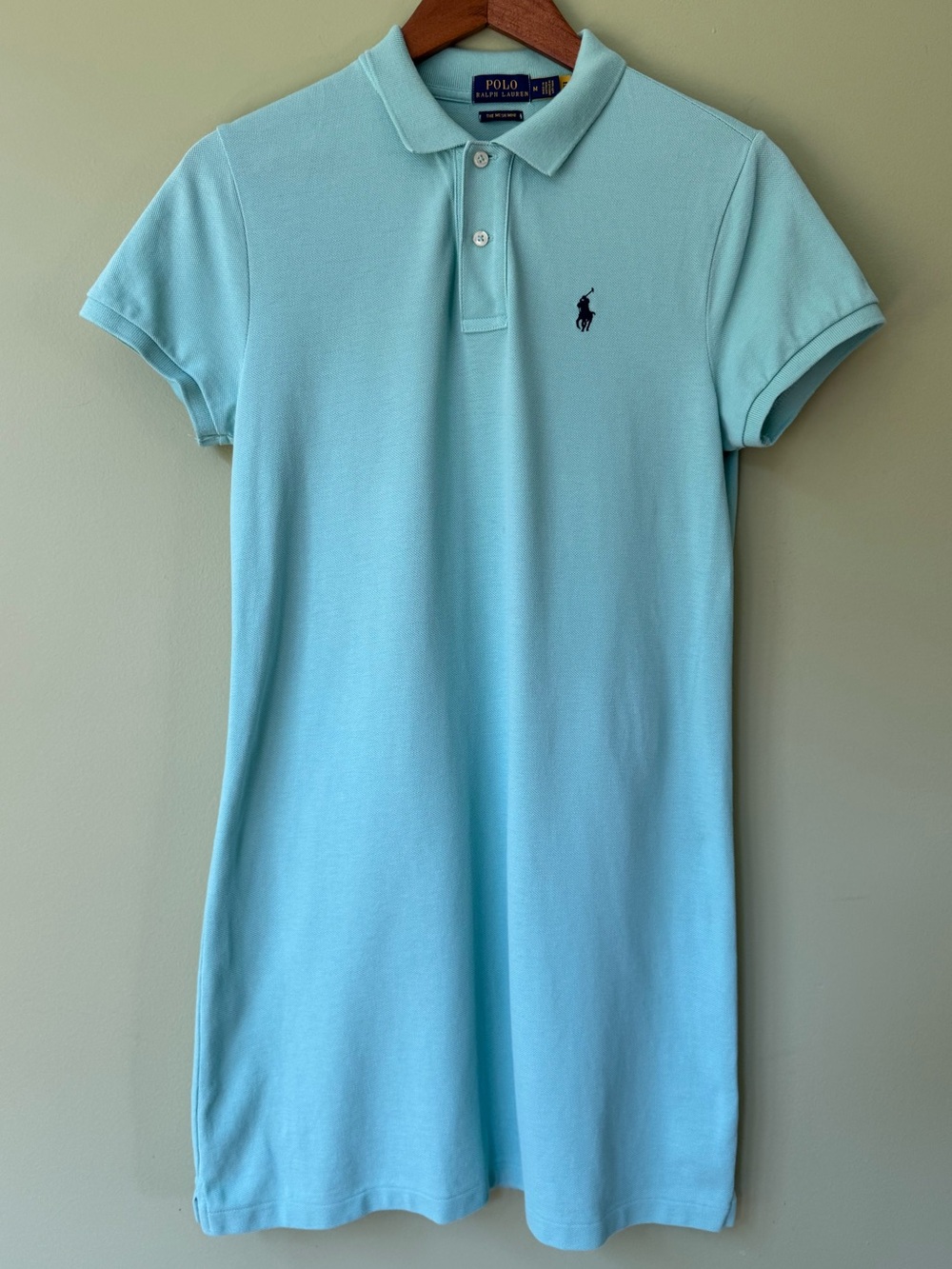 Polo Ralph Lauren Light Teal Cotton Preppy Mesh Short Sleeve Polo Shirt Dress